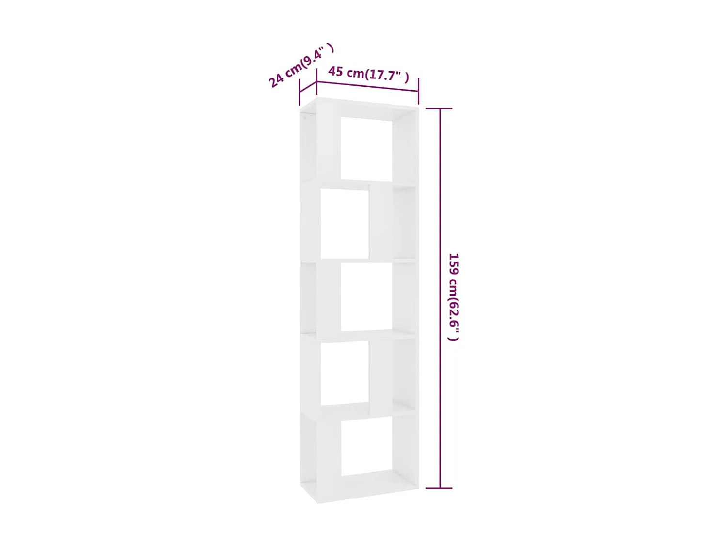 Boekenkast/kamerscherm 45x24x159 cm bewerkt hout wit