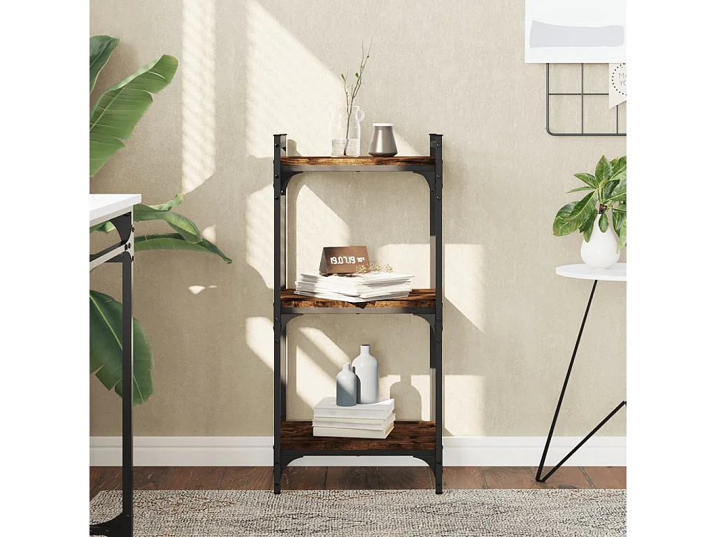 Libreria a 3 Ripiani Rovere Fumo 40x30x86 cm Legno Multistrato