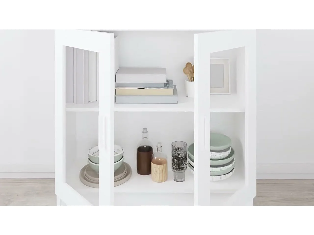 Armoire à vitrine Blanc 82,5x30,5x80 cm Bois d'ingénierie