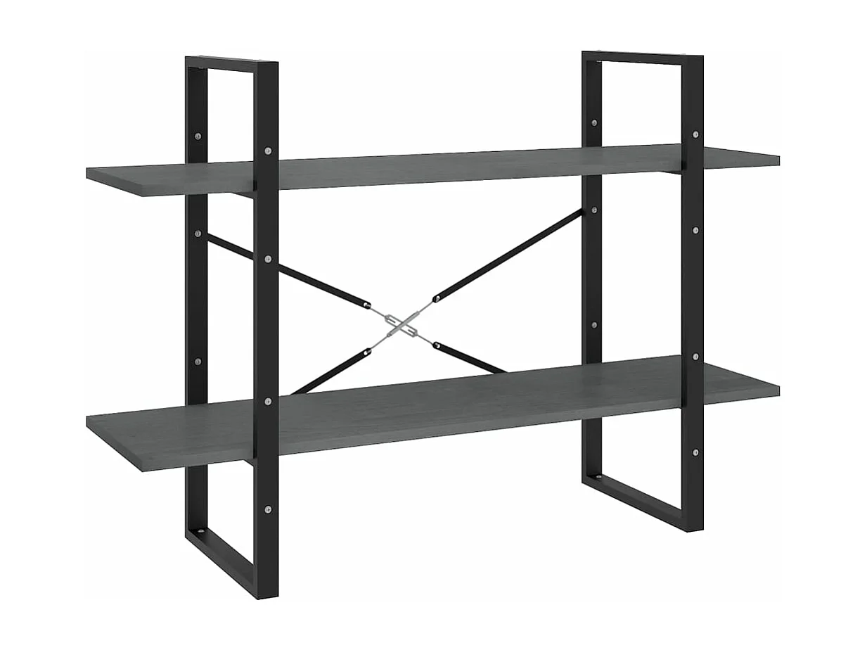 Boekenkast met 2 schappen 100x30x70 cm massief grenenhout grijs