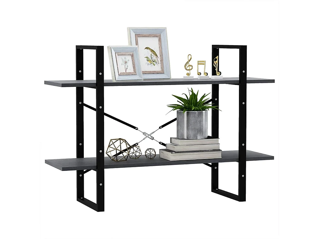 Boekenkast met 2 schappen 100x30x70 cm massief grenenhout grijs