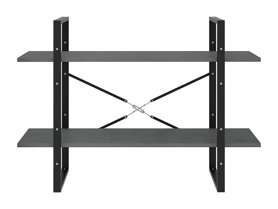 Boekenkast met 2 schappen 100x30x70 cm massief grenenhout grijs