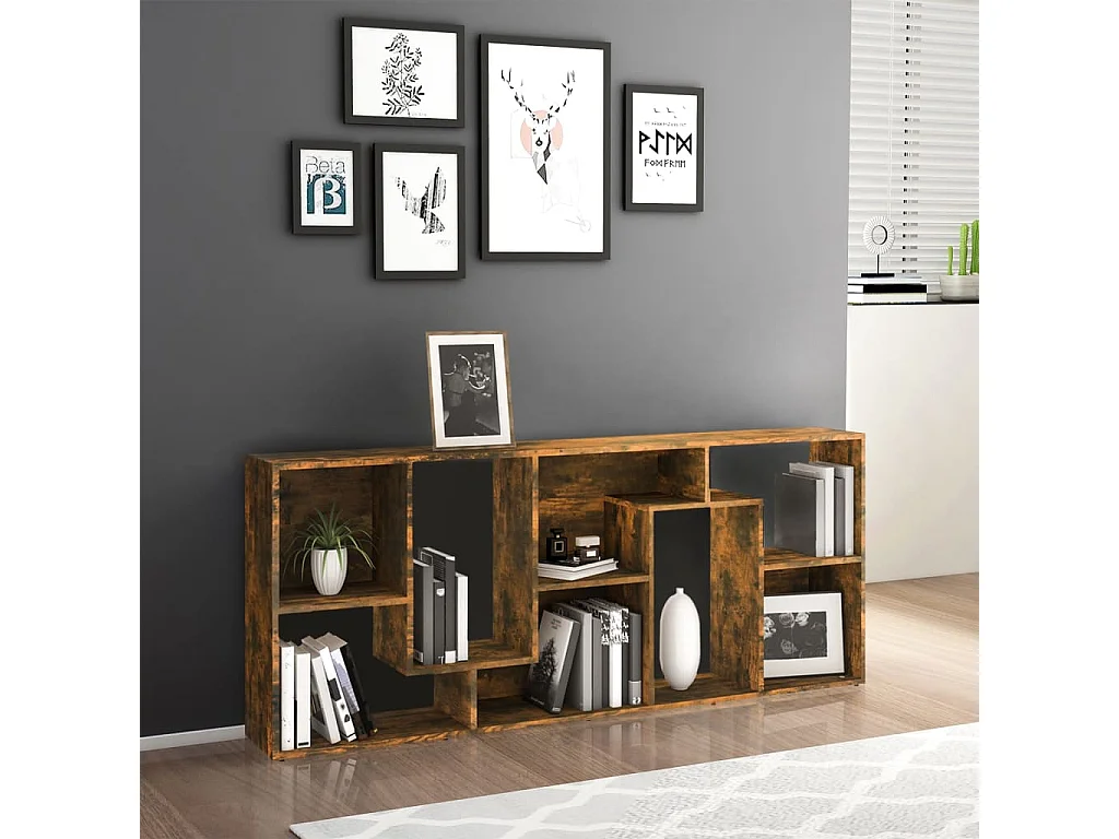 Libreria Rovere Fumo 67x24x161 cm in Legno Multistrato