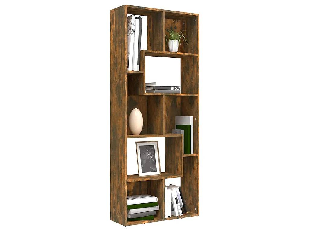 Boekenkast 67x24x161 cm bewerkt hout gerookt eikenkleurig