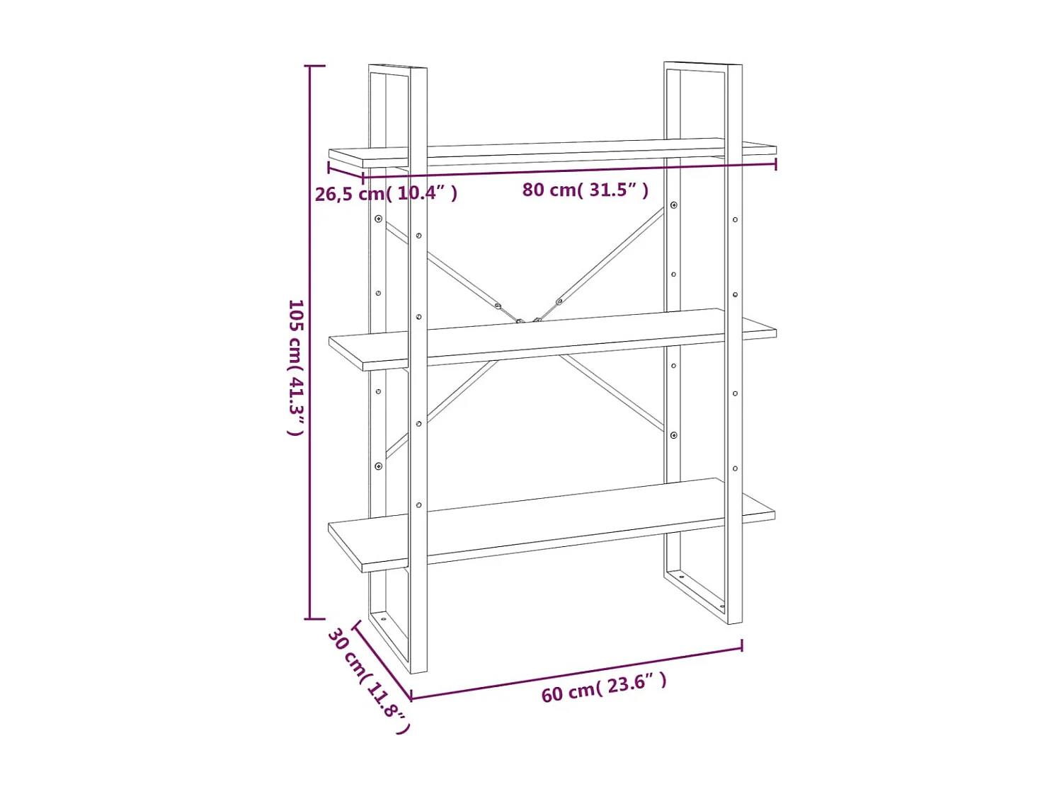 Bibliothèque Chêne marron 80x30x105 cm Bois d'ingénierie