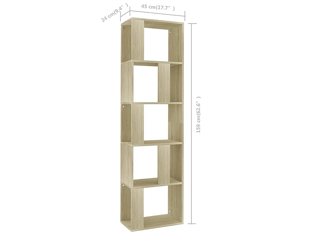 Bücherregal/Raumteiler Sonoma-Eiche 45x24x159 cm Holzwerkstoff