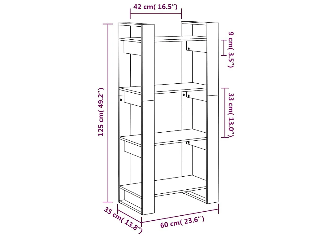 Bibliothèque/Séparateur de pièce 60x35x125 cm Bois massif
