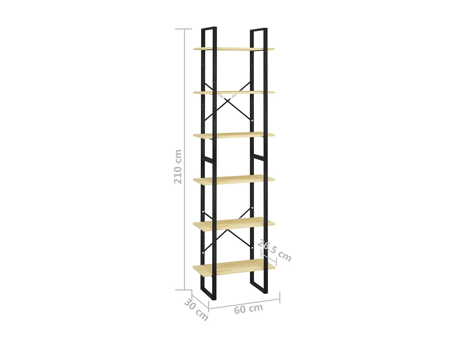 Scaffale Portaoggetti 60x30x210 cm in Legno Massello di Pino