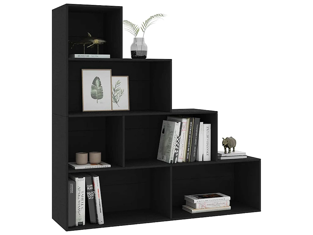 Boekenkast/kamerscherm 155x24x160 cm bewerkt hout zwart