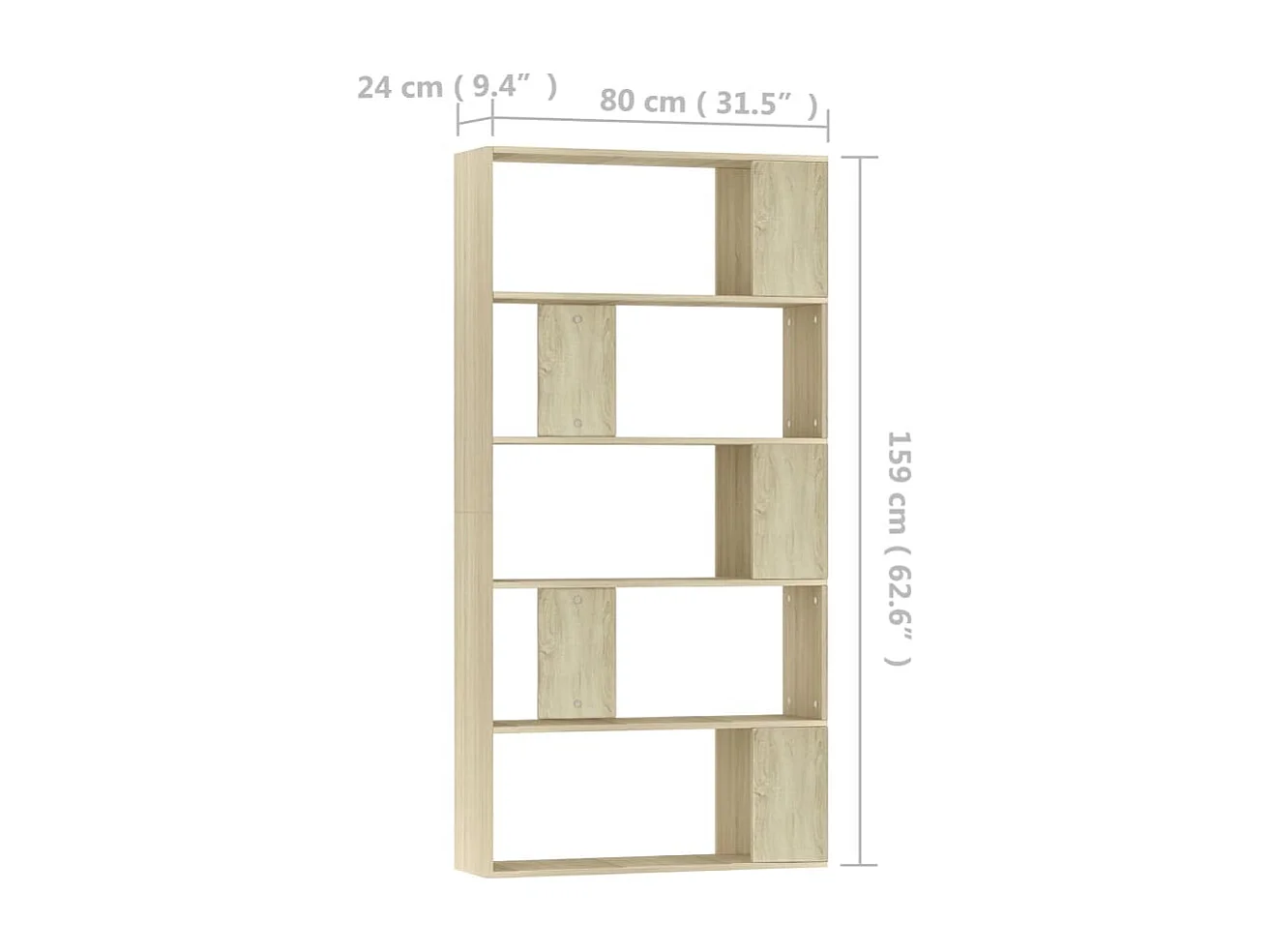 Boekenkast/kamerscherm 80x24x159 cm bewerkt hout sonoma eiken