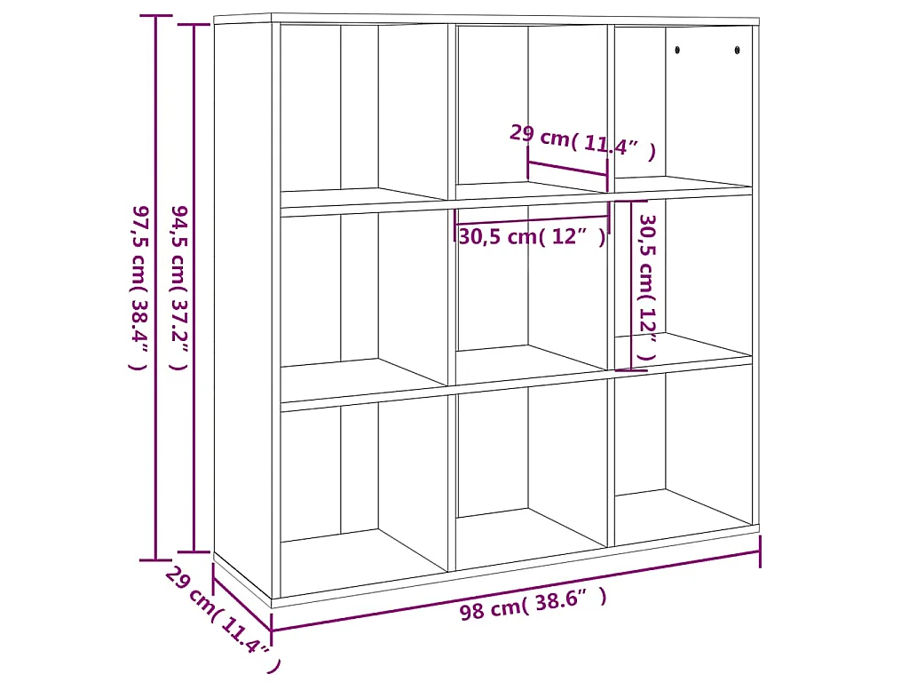 Armoire à livres chêne fumé 98x29x97,5 cm