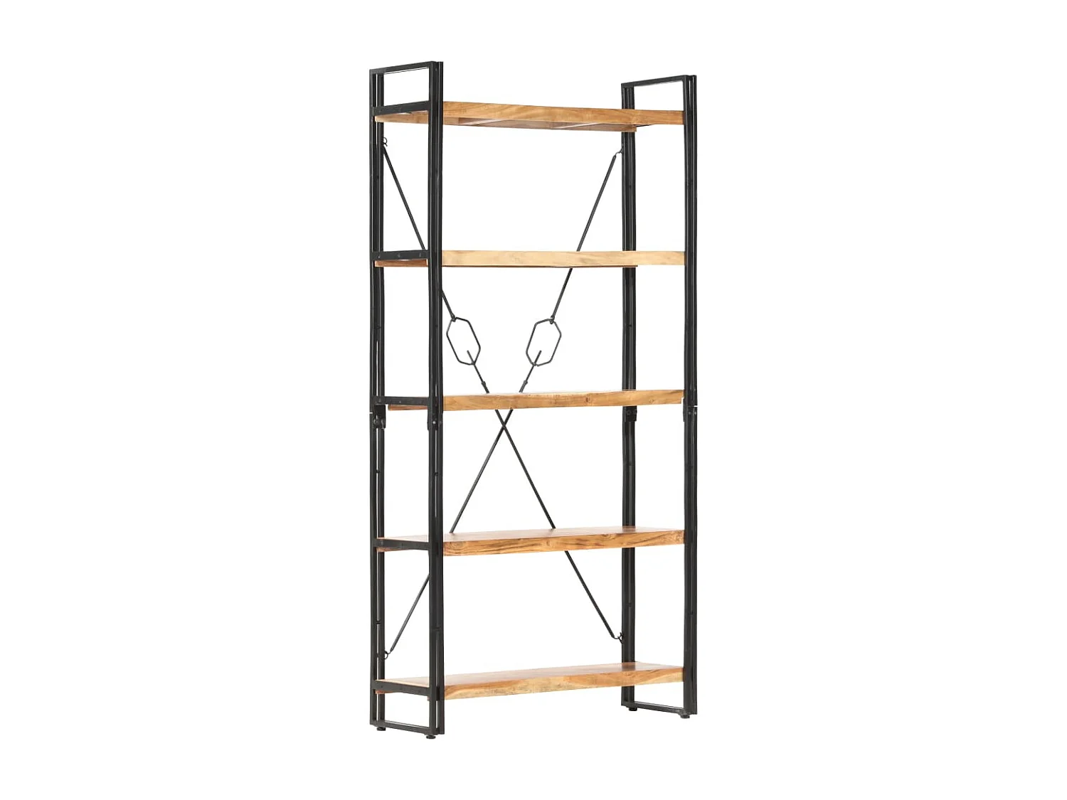 Bücherregal 5 Fächer 90 x 30 x 180 cm Massivholz Akazie