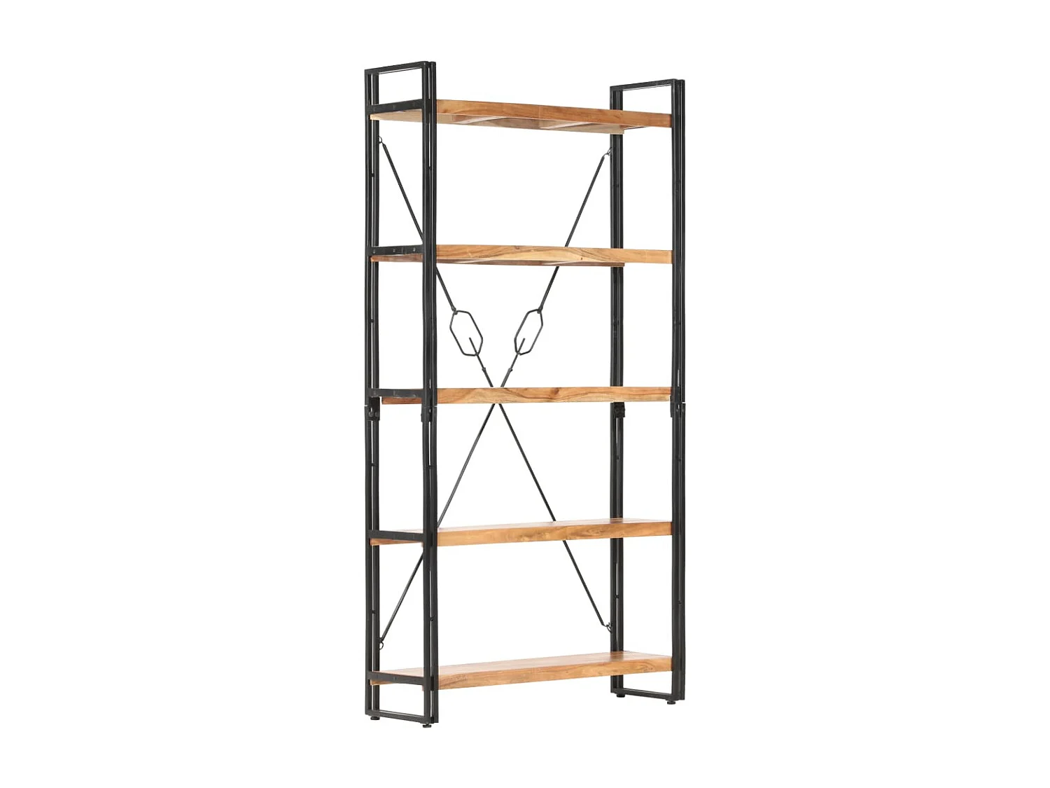 Bücherregal 5 Fächer 90 x 30 x 180 cm Massivholz Akazie