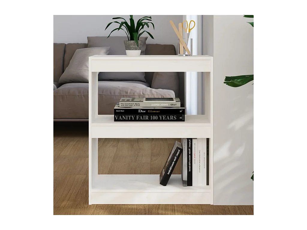 Bibliothèque/Séparateur de pièce Blanc 60x30x71,5 cm Pin massif