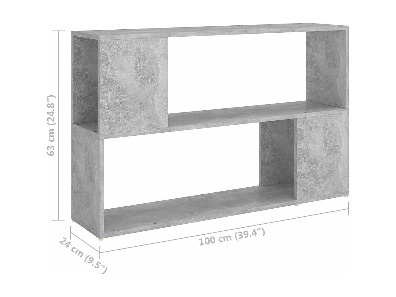 Bücherregal Betongrau 100x24x63 cm Holzwerkstoff