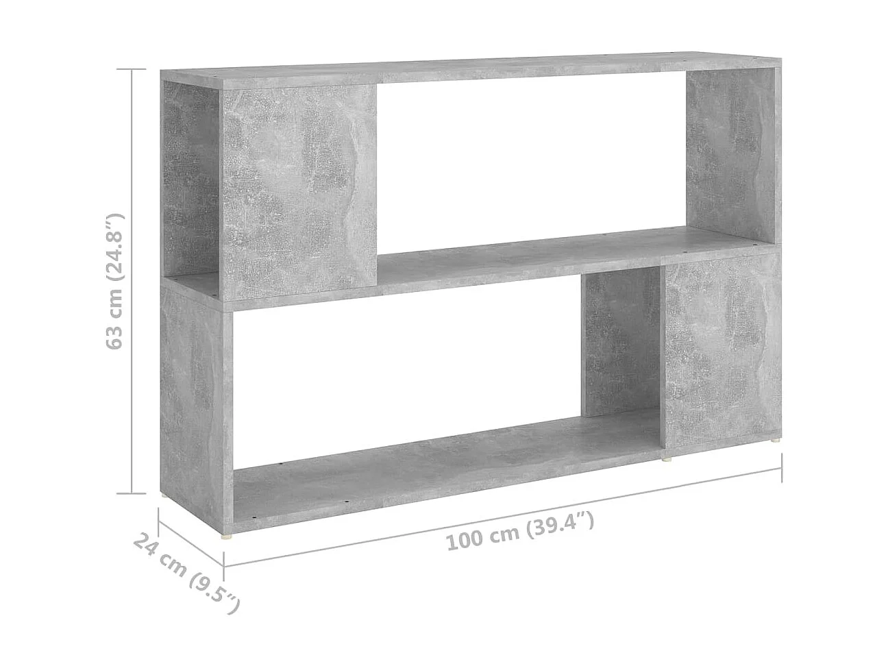 Bibliothèque Gris béton 100x24x63 cm Bois d'ingénierie