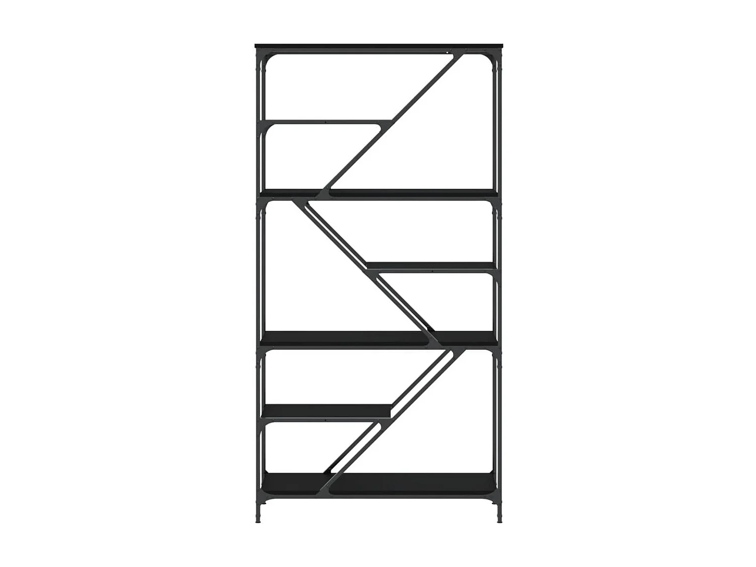 Boekenrek 91x36x176 cm bewerkt hout en staal zwart
