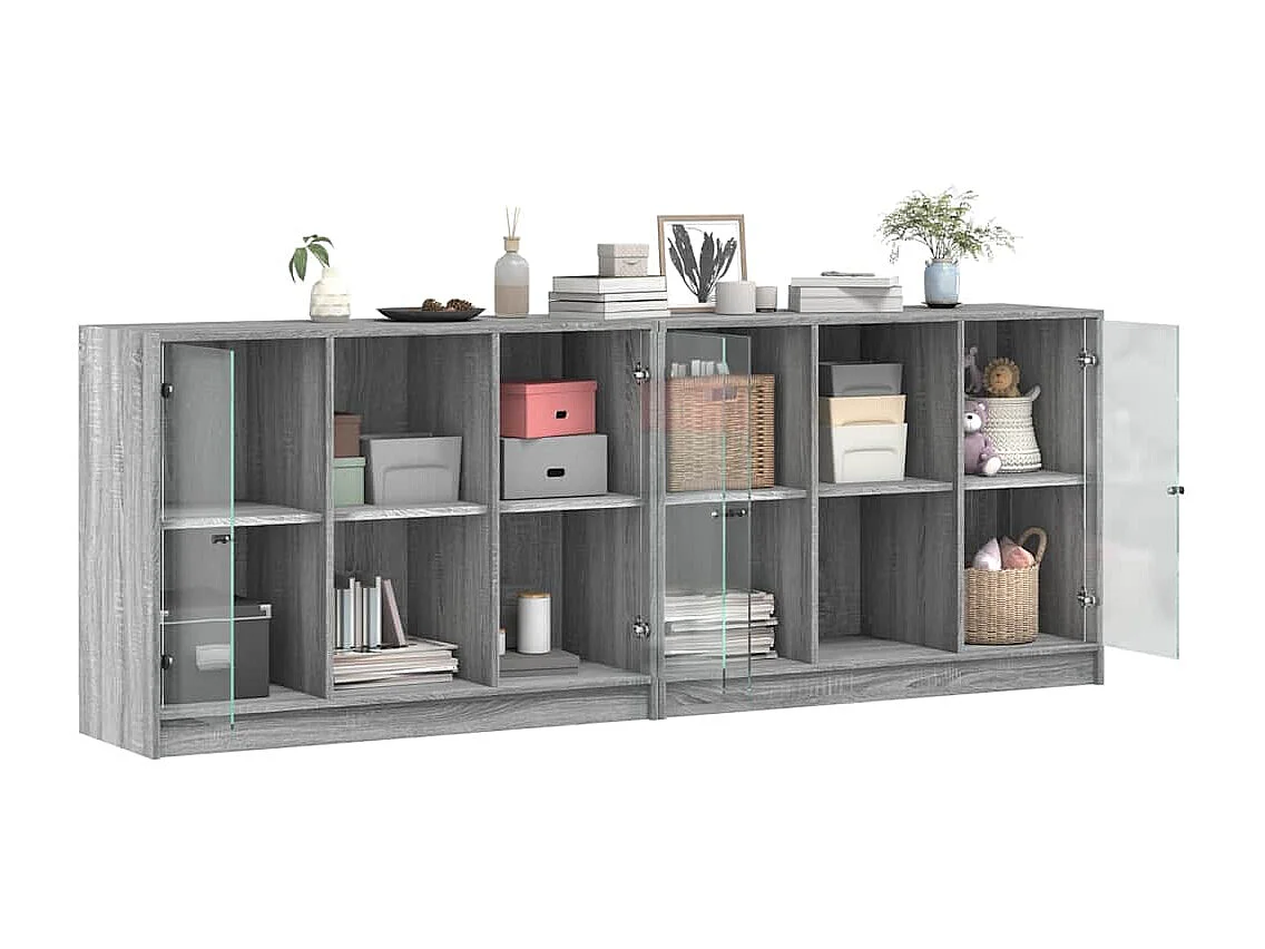 Bibliothèque avec portes sonoma gris 204x37x75 cm