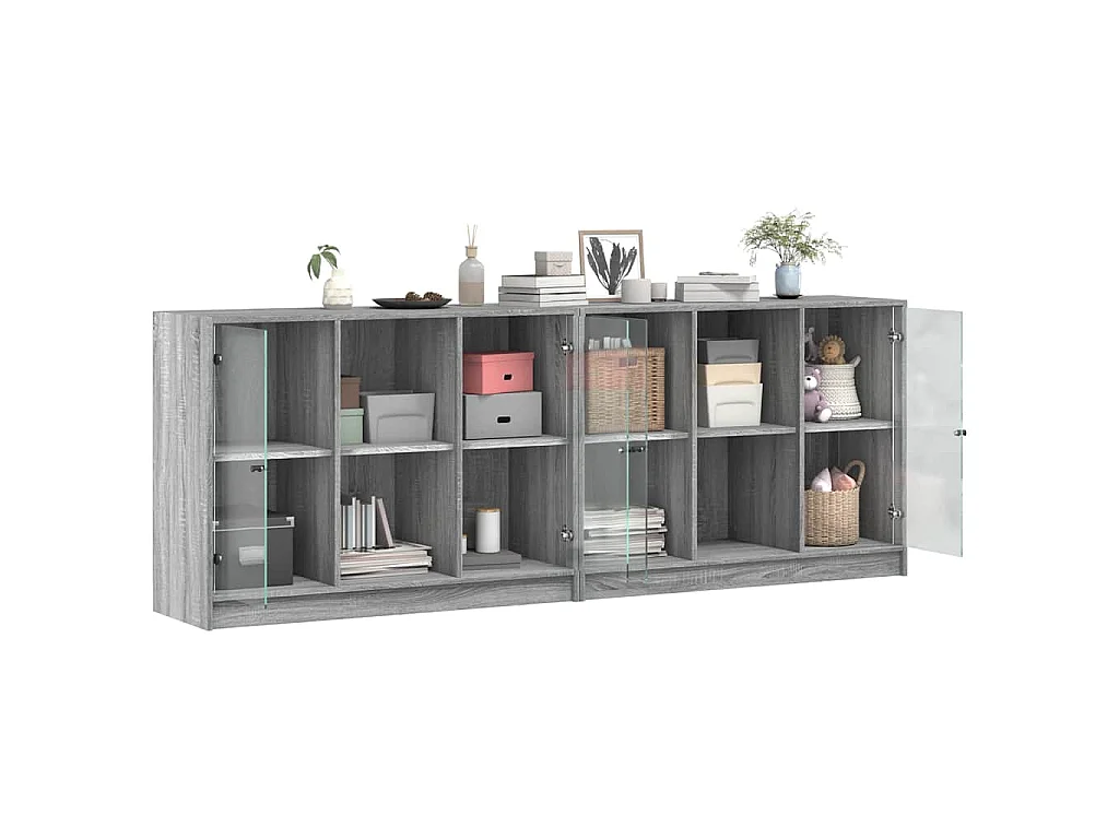 Bibliothèque avec portes sonoma gris 204x37x75 cm