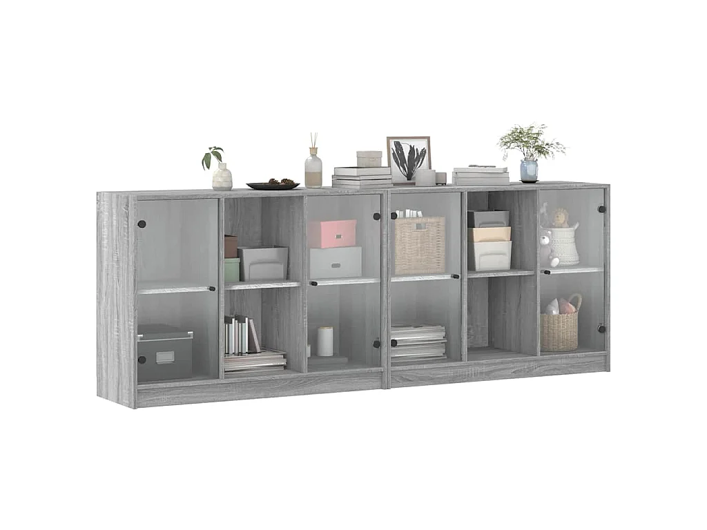 Bibliothèque avec portes sonoma gris 204x37x75 cm