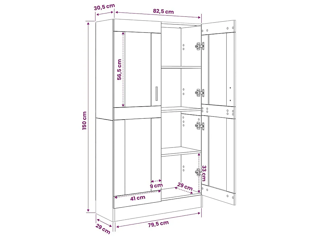 Bibliothèque Sonoma gris 82,5x30,5x150 cm Bois d'ingénierie