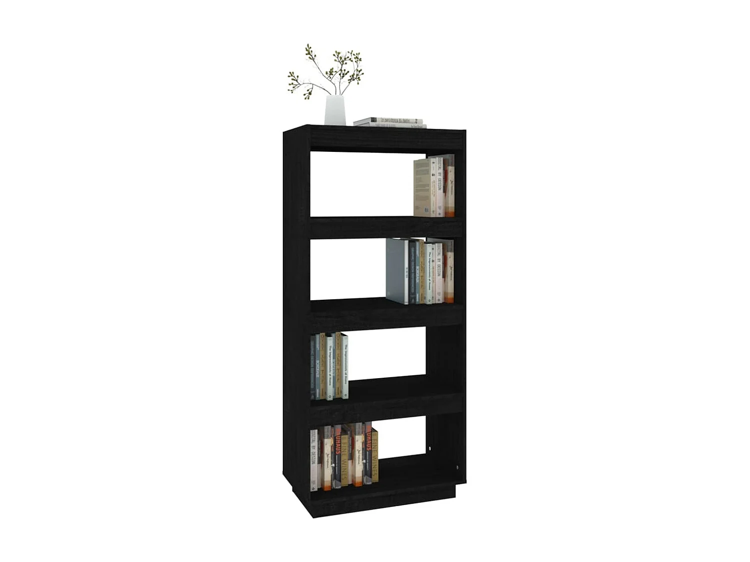 Bibliothèque/Séparateur de pièce Noir 60x35x135 cm Pin massif