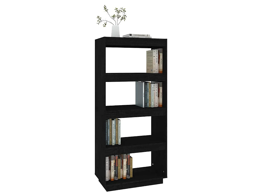 Bibliothèque/Séparateur de pièce Noir 60x35x135 cm Pin massif