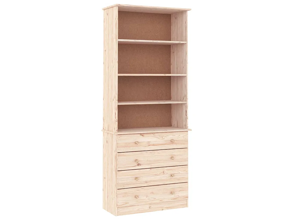 Bibliothèque avec tiroirs ALTA 77x35x186,5cm bois massif de pin
