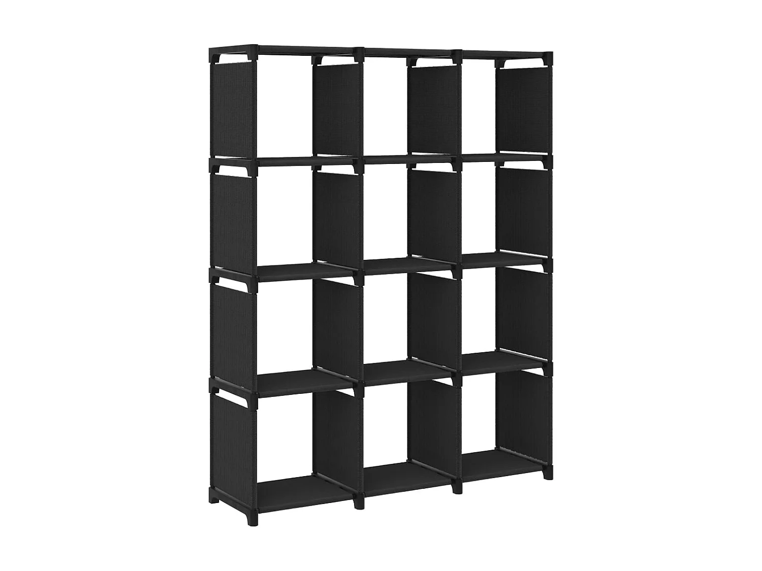 Mensola con 12 Vani a Cubo Nera 103x30x141 cm in Tessuto