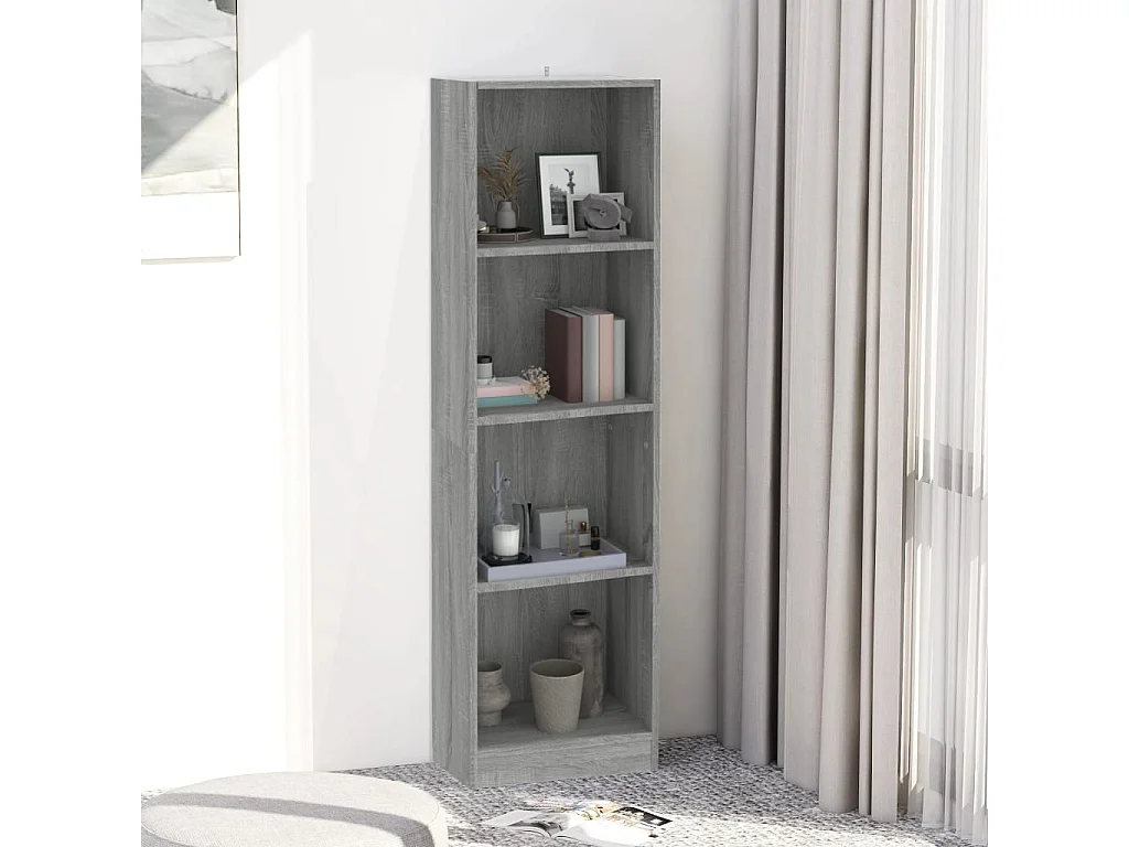 Bibliothèque 4 niveaux Sonoma gris 40x24x143 cm