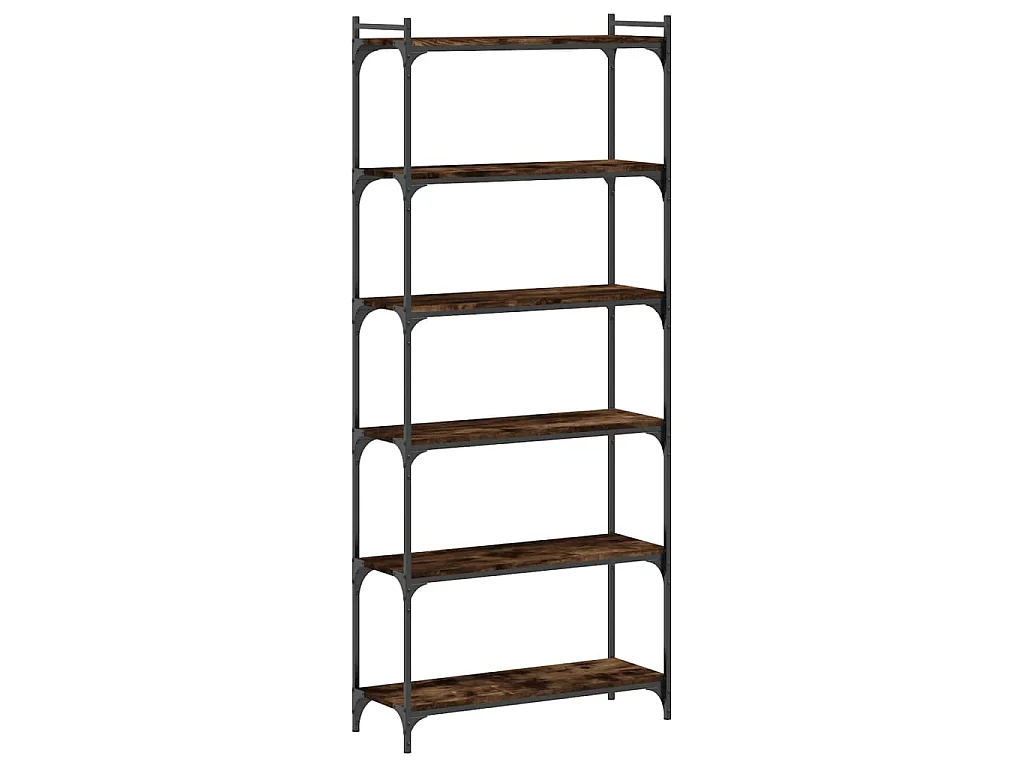 Boekenkast 6-laags 80x30x188 cm bewerkt hout gerookt eikenkleur