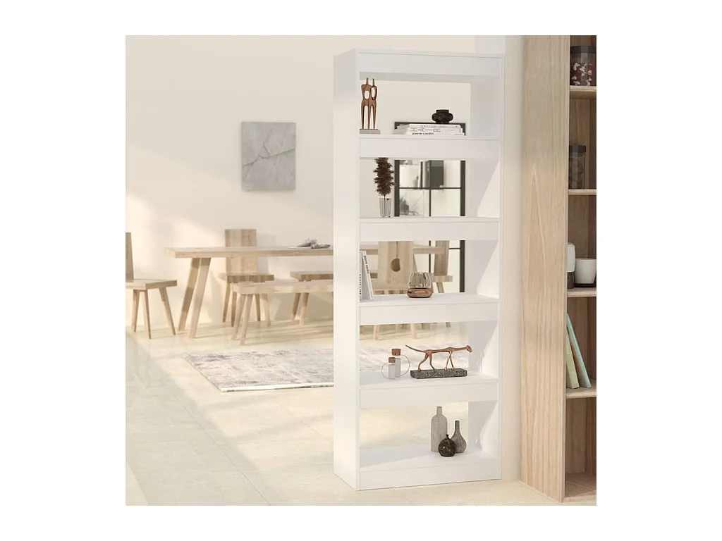 Bibliothèque/séparateur de pièce blanc bois d'ingénierie