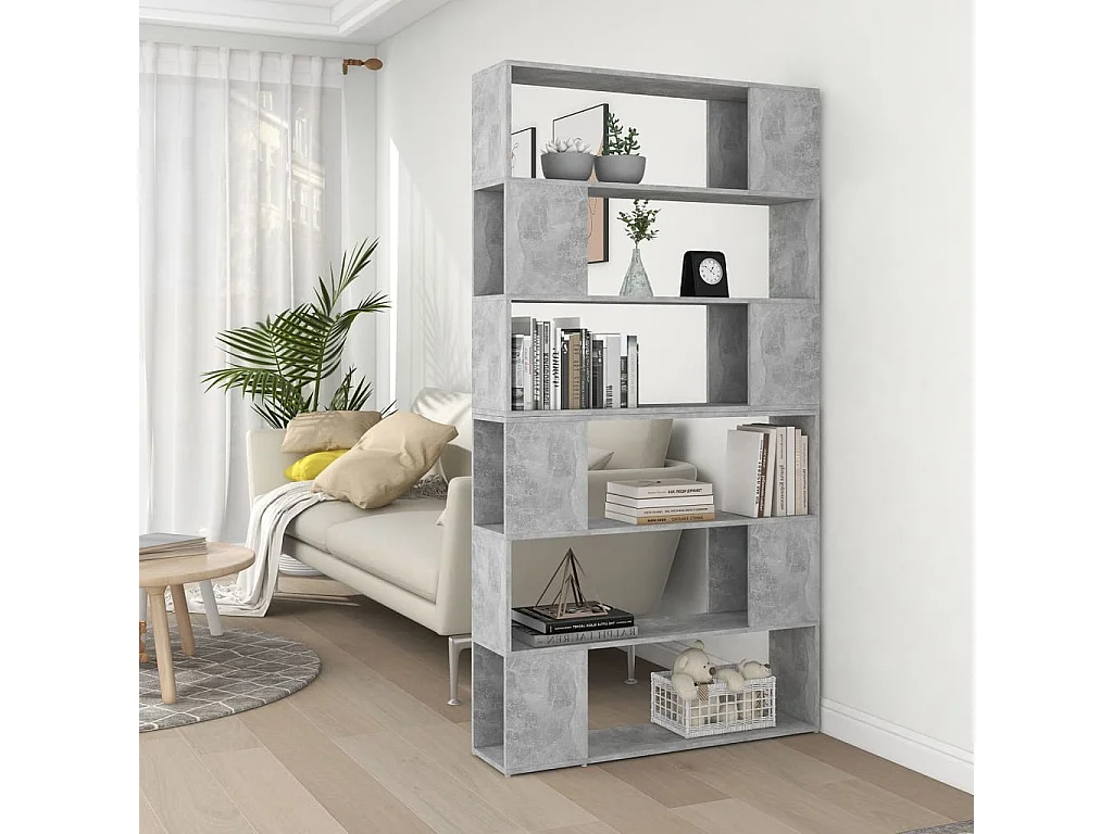Bibliothèque/Séparateur de pièce Gris béton 100x24x188 cm