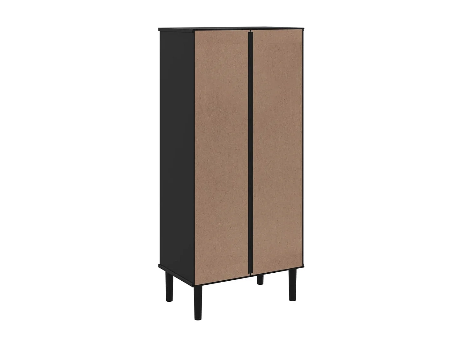 Bücherschrank SENJA Rattan-Look Schwarz 60x35x130cm Kiefernholz