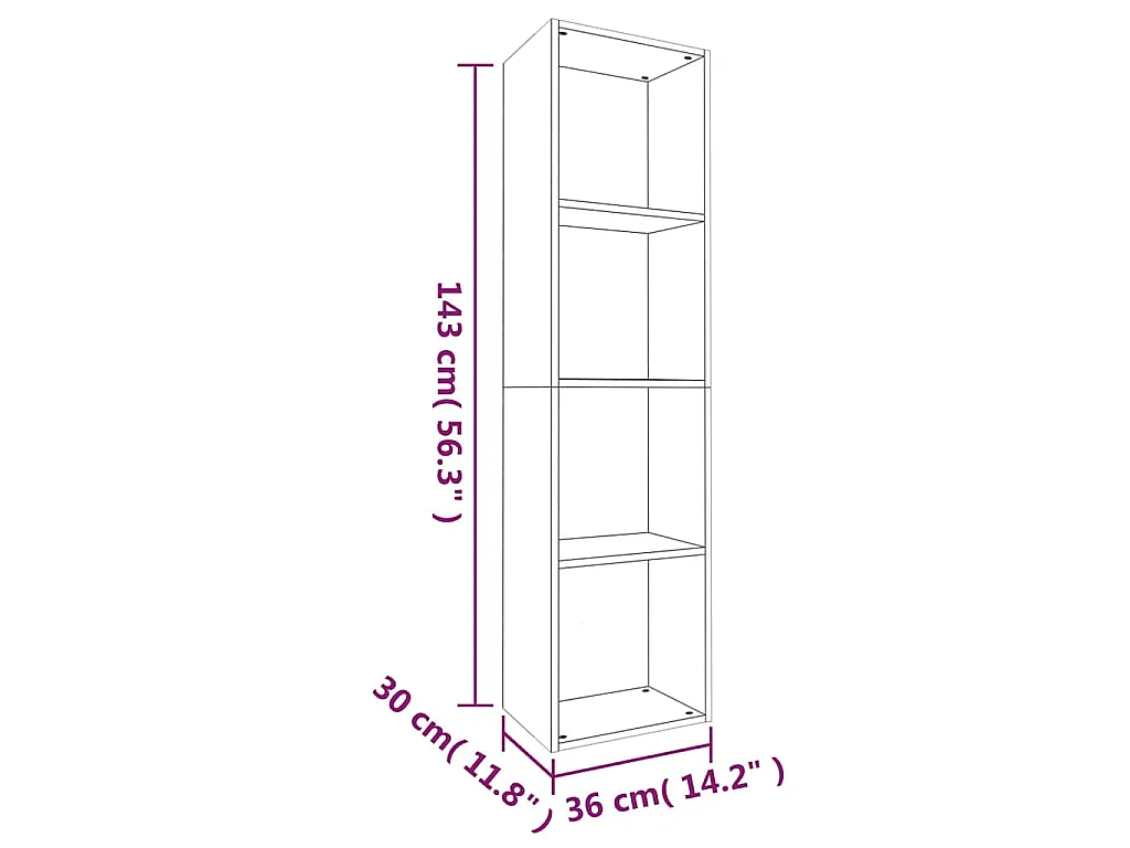 Bibliothèque/Meuble TV Chêne fumé 36x30x143cm Bois d'ingénierie