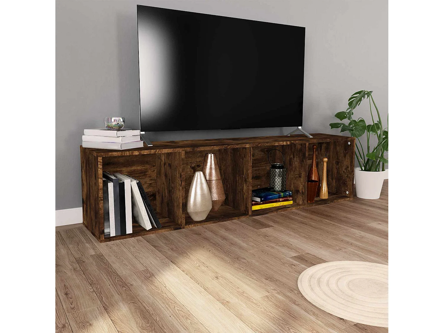 Bibliothèque/Meuble TV Chêne fumé 36x30x143cm Bois d'ingénierie