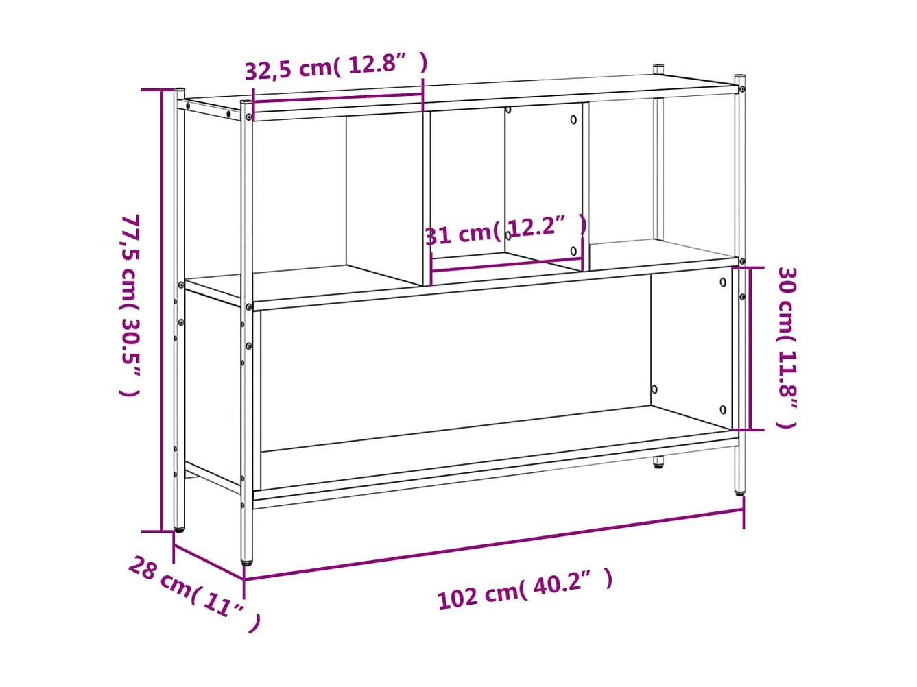Bibliothèque chêne sonoma 102x28x77,5 cm bois d'ingénierie