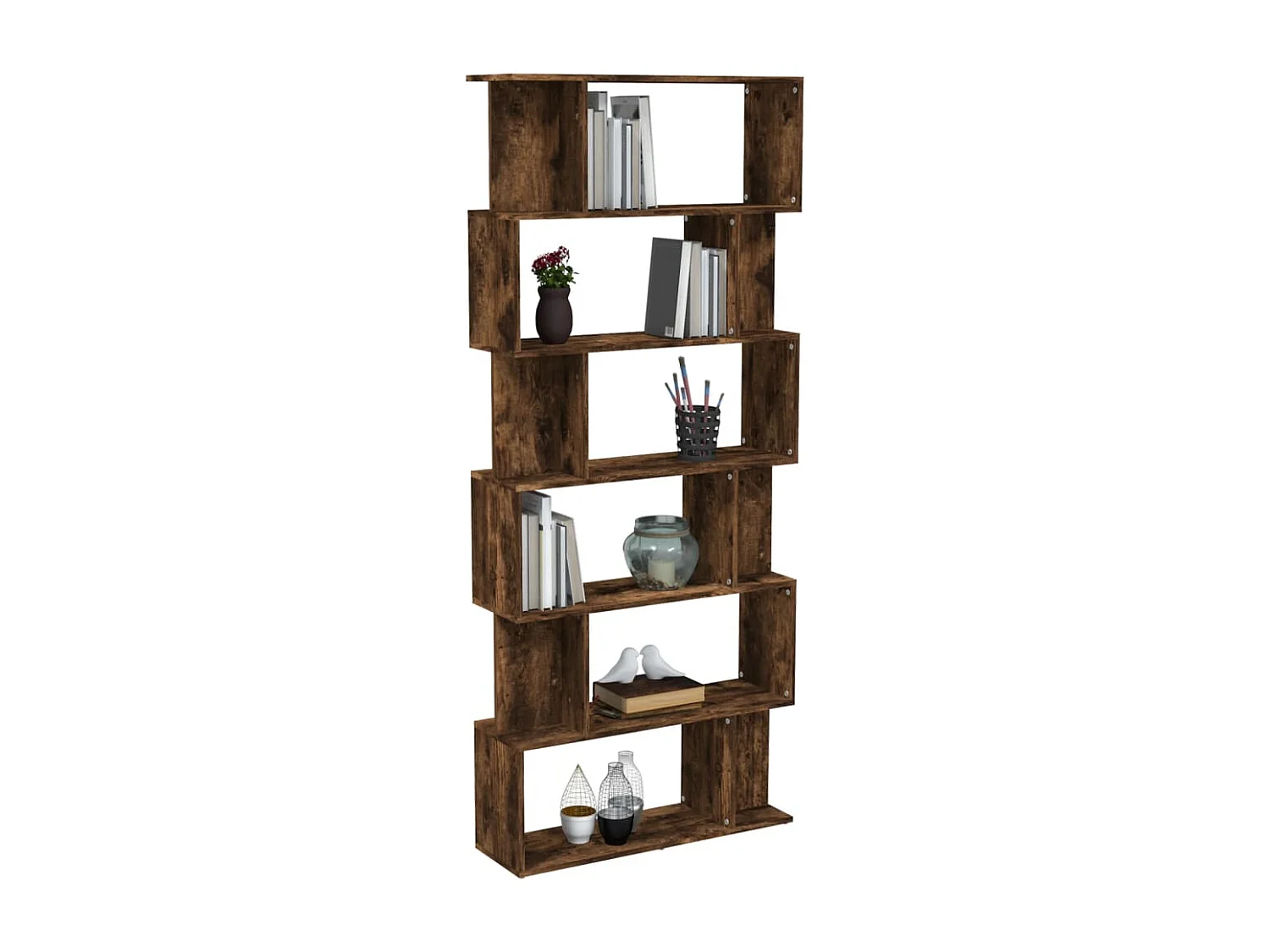 Bibliothèque/Cloison Chêne fumé 80x24x192 cm Bois d'ingénierie