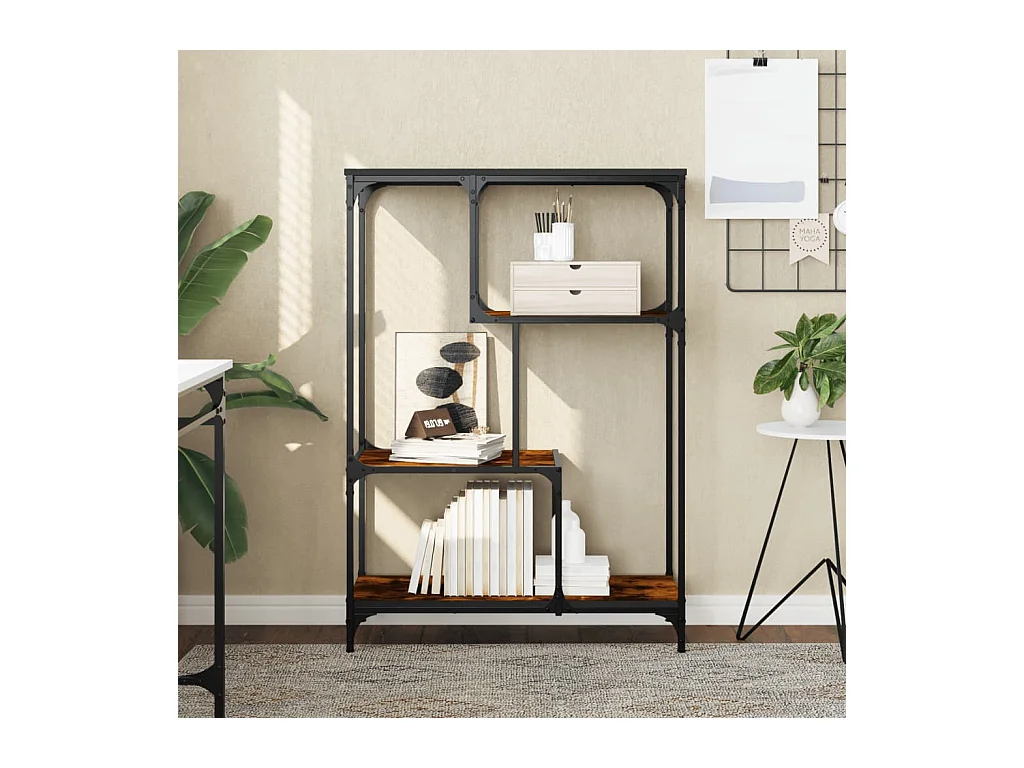 Libreria Rovere Fumo 81x36x115 cm Legno Multistrato e Acciaio