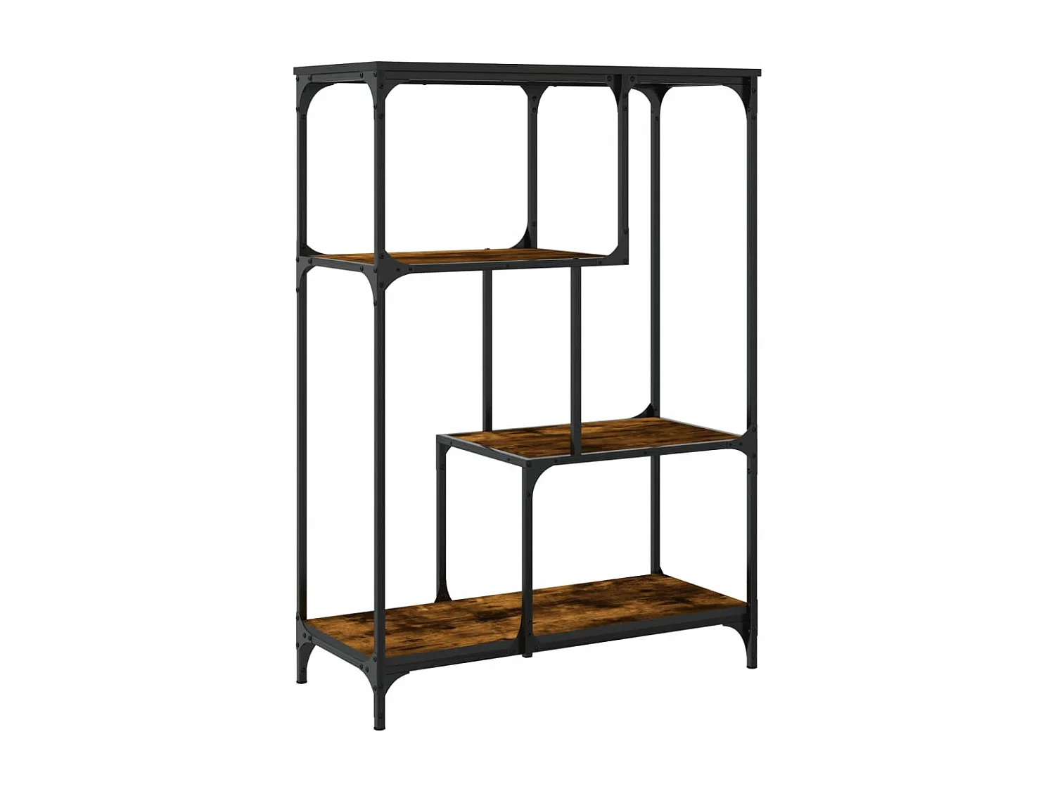 Bibliothèque chêne fumé 81x36x115 cm bois ingénierie et acier