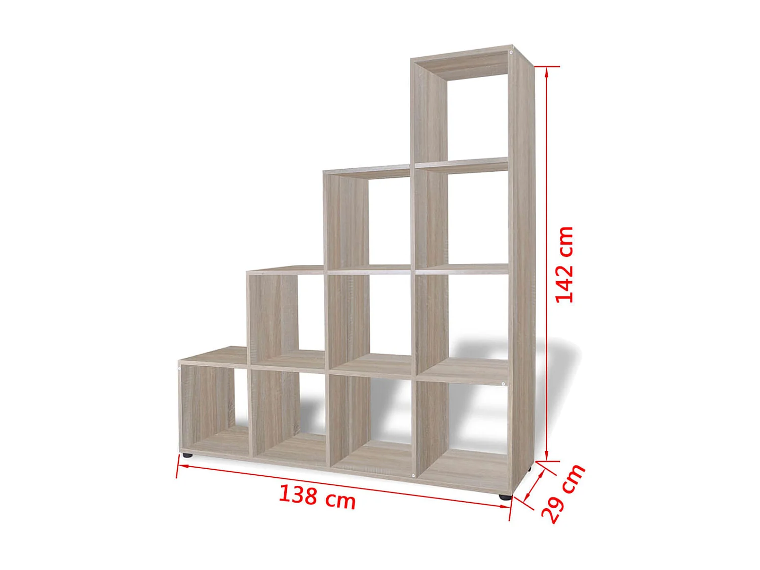 Treppenregal Bücherregal 142 cm Eiche