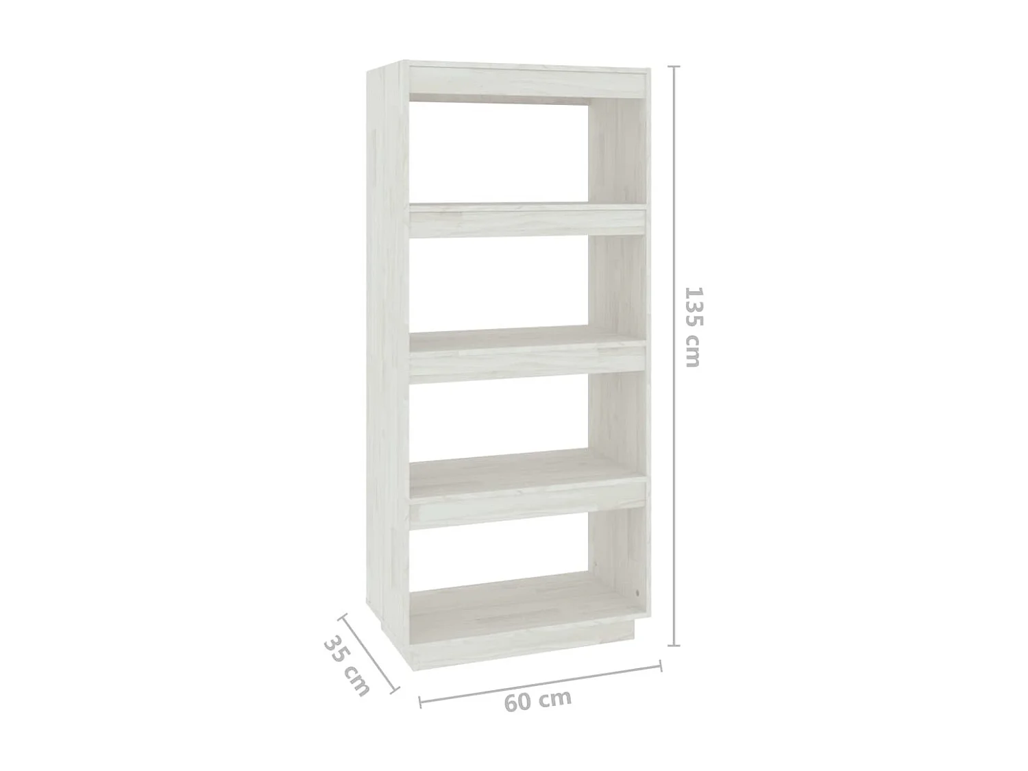 Boekenkast/kamerscherm 60x35x135 cm massief grenenhout wit