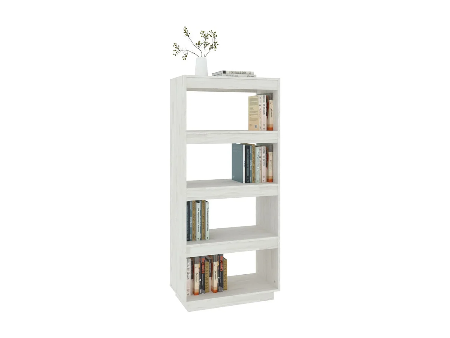 Boekenkast/kamerscherm 60x35x135 cm massief grenenhout wit