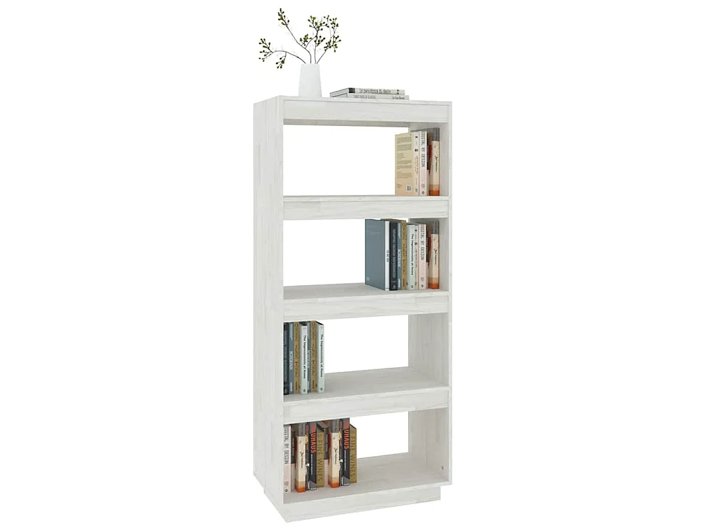 Boekenkast/kamerscherm 60x35x135 cm massief grenenhout wit