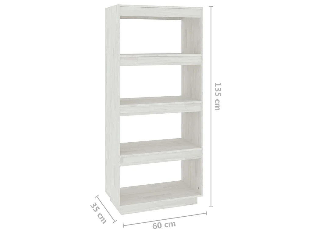 Boekenkast/kamerscherm 60x35x135 cm massief grenenhout wit