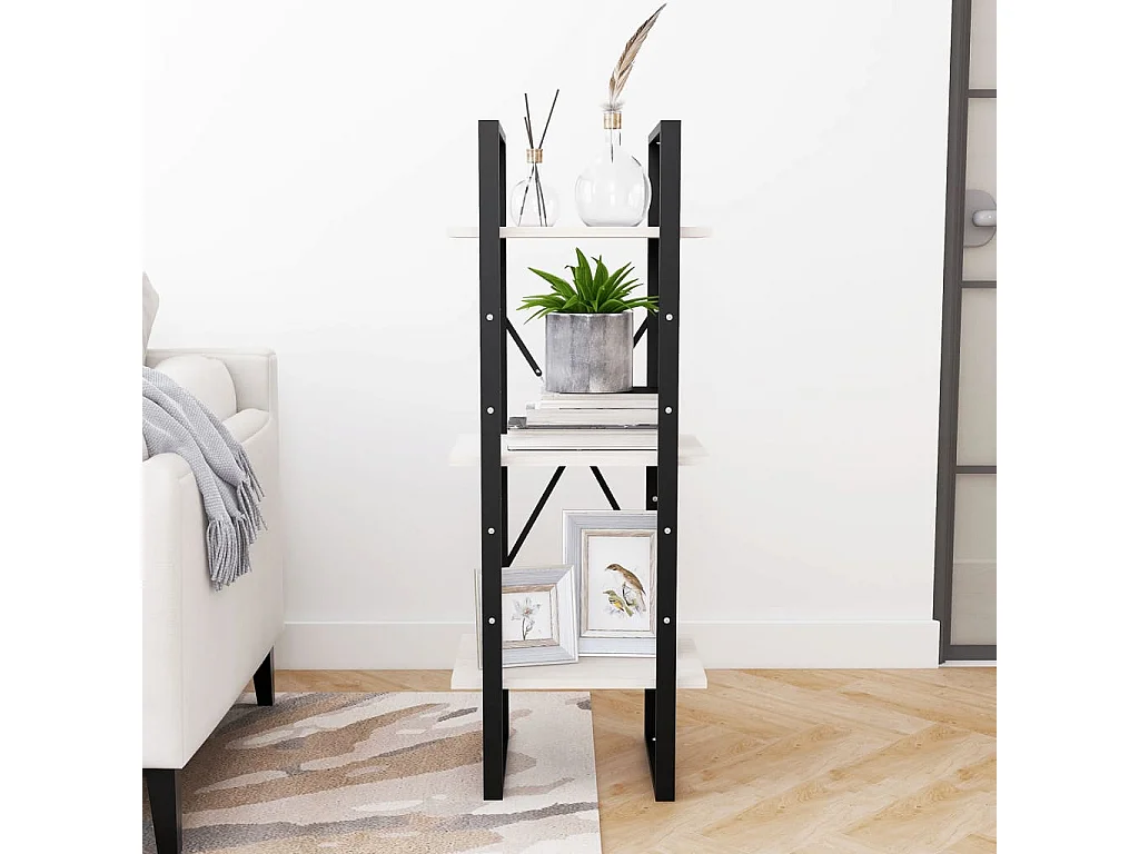 Bücherregal 3 Böden Weiß 40x30x105 cm Massivholz Kiefer