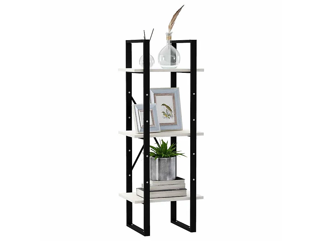 Bibliothèque à 3 niveaux Blanc 40x30x105 cm Bois de pin massif