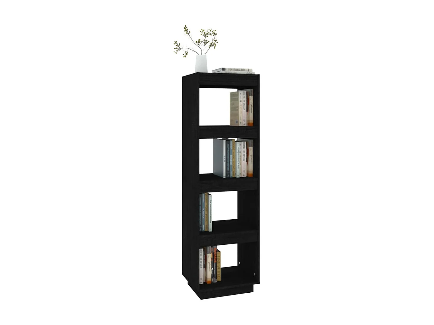 Boekenkast/kamerscherm 40x35x135 cm massief grenenhout zwart