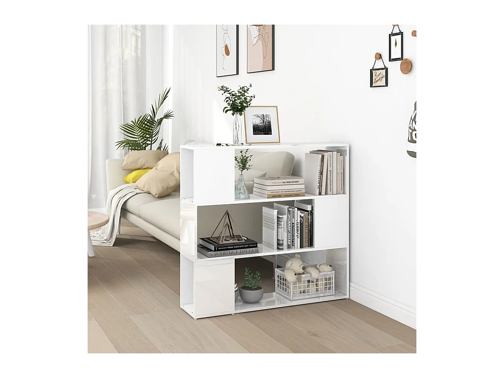 Bibliothèque/Séparateur de pièce Blanc brillant 100x24x94 cm