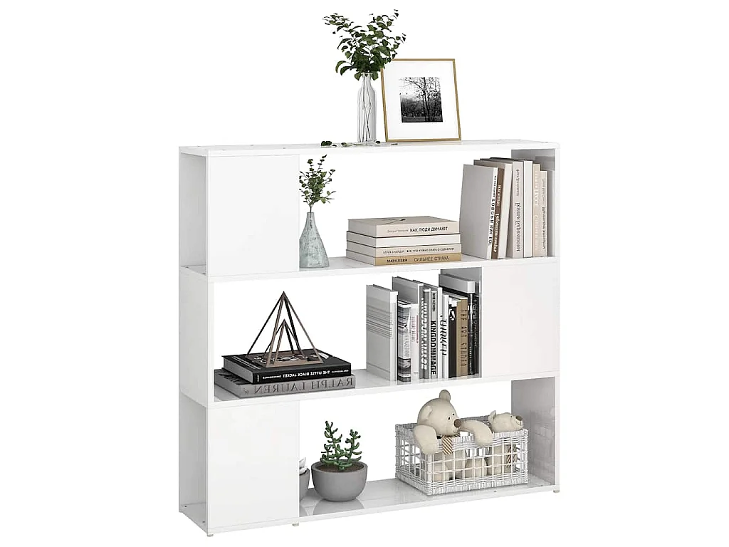 Bibliothèque/Séparateur de pièce Blanc brillant 100x24x94 cm